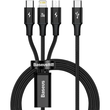 Baseus Rapid Serisi Usb-C Kablo 3in1 Mikro Usb/lightning/usb-C 20W 1,5m Şarj