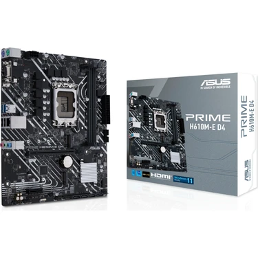 Asus Prıme H610M-E D4 Intel H610 Lga1700 DDR4 3200 Dp Hdmı Vga Çift M2 Usb3.2 Matx (Prıme H610M-E