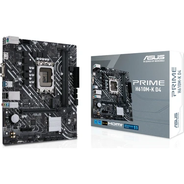 Asus Prime H610M-K D4 12.Nesil Intel H610 Soket 1700 DDR4 3200MHz mATX