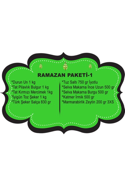 Ramazan Erzak Yardım Paketi Kolisi 11 Parça No:1