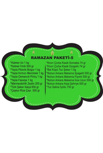 Ramazan Erzak Yardım Paketi Kolisi 18 Parça No:5
