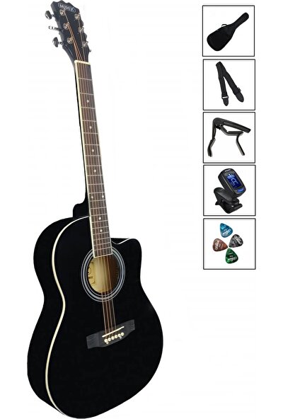 Midex GRX-39BK Kesik Kasa Siyah Akustik Gitar 4/4 Yetişkin Boy (Çanta Askı Tuner Capo Pena)