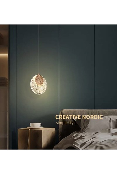 Luna Lighting Modern Luxury Tasarım Gold Detaylı Sarkıt Tekli Ledli Avize