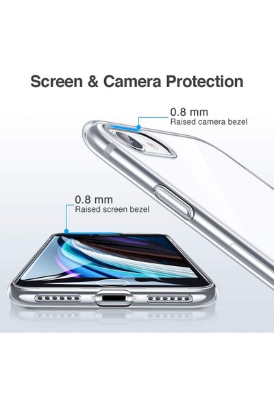 I-Veys Apple iPhone Se 2020 Kılıf Süper Lüx A+ Clear Case 0.7mm Ince Slim Silikon Şeffaf