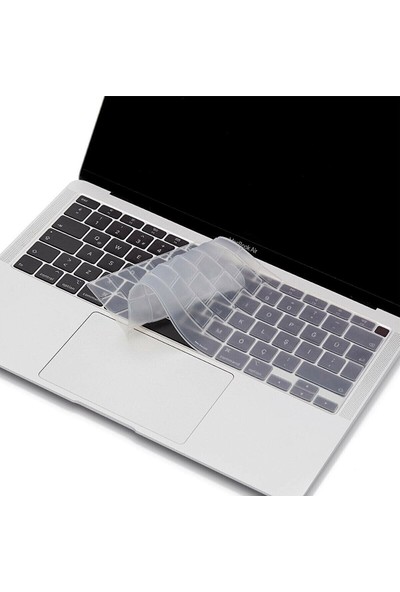 Arabulalaca Macbook Air 13 Inch 2020 A2337 M1 Işlemcili Türkçe Q Silikon Klavye Koruyucu Şeffaf