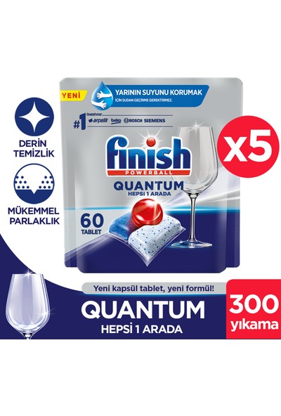 Finish Quantum 300 Kapsül Bulaşık Makinesi Deterjanı Tableti (60x5)