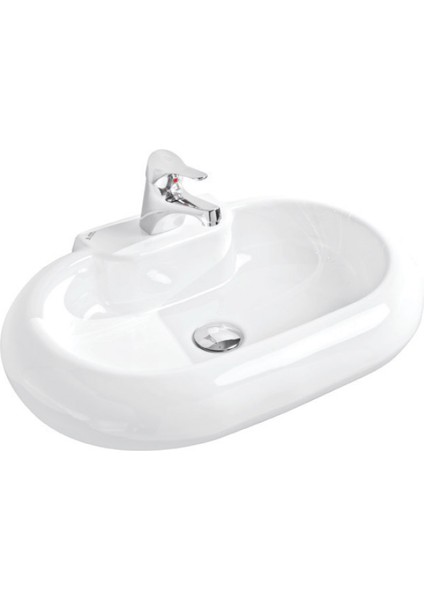 Oval Mobilya Üstü Lavabo - Beyaz 39,5X61,5 cm