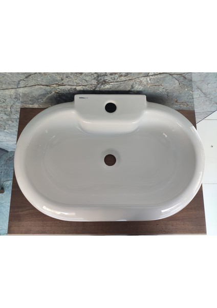 Oval Mobilya Üstü Lavabo - Beyaz 39,5X61,5 cm