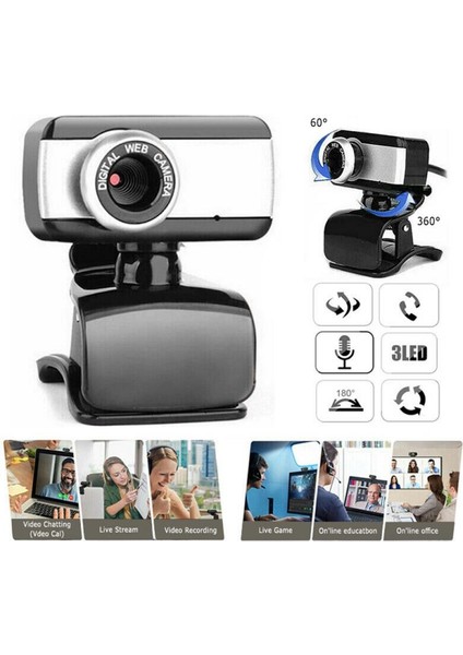 Hd Zoom Web Kamerası Mikrofonlu USB 2.0 Web Kamerası Mikrofon Web Kamerası Içın Esnek Dönebilen Tasarım Web Kamerası Masaüstü Dizüstü Bilgisayarı Içın (Yurt Dışından)
