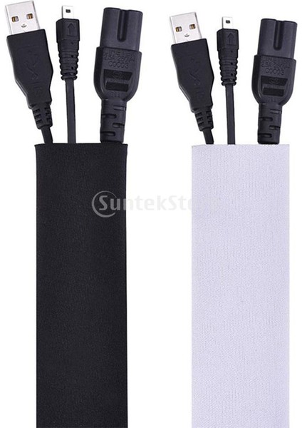 2 Adet 59INCH Od 1.3 '' Neopren Kablo Yönetimi Kollu Esnek Kablo Sarma, Kordon Yönetimi, / Ev Sineması / Konuşmacı (Beyaz / Siyah) (Yurt Dışından)