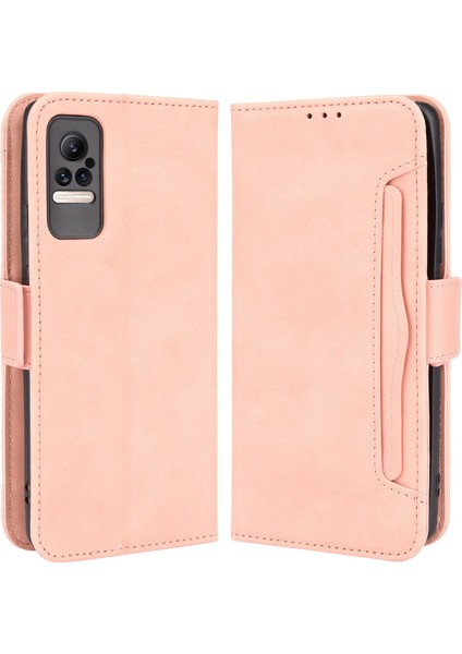 EX Beauty Xiaomi Civi Için Kart Yuvalı Pu Deri Telefon Kılıfı - Pembe (Yurt Dışından)