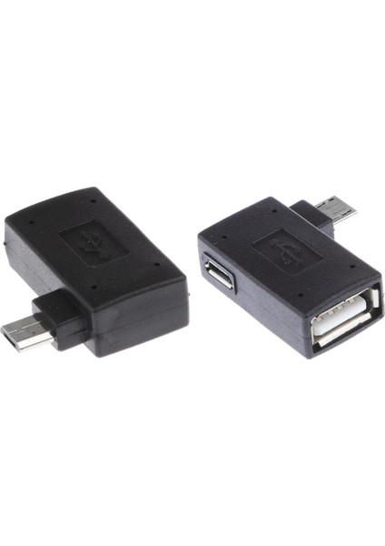 2 Adet 90 Derece Sağ ve Sol Açı Mikro USB 2.0 Otg Ana Bilgisayar Adaptörü W / USB Güç (Yurt Dışından)