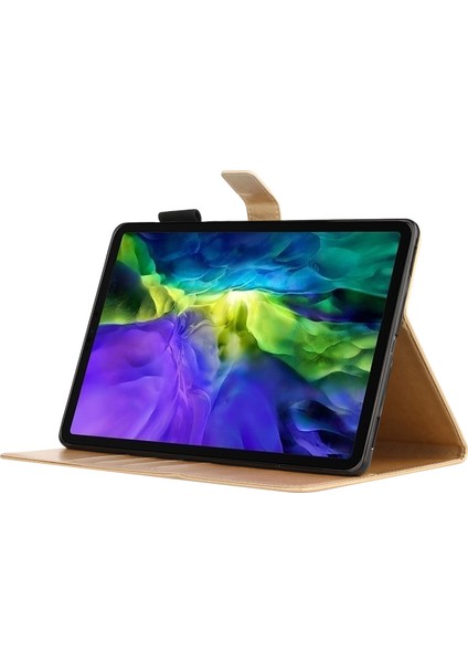 iPad Pro 11 Inç Için Çiçek Baskılı Standlı Cüzdan Işlevli Pu Deri Tablet Kılıfı (Yurt Dışından)