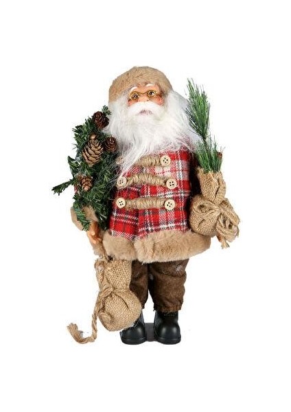 Çırpan Ev Noel Baba Kırmızı Ekose 40CM