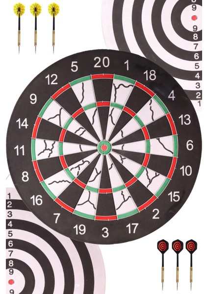 Flocked Dart Seti 45 Cm (18 İnç) Büyük Boy + 6 Dart Oku (18 Gr) Hedef Tahtası