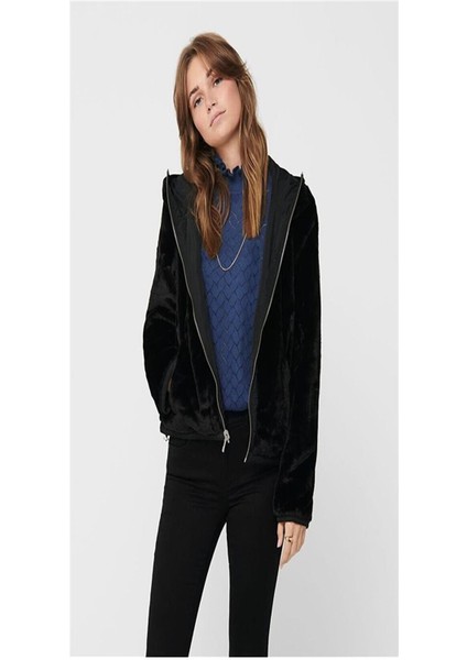 15208777 Çift Taraflı Peluş Mont Black