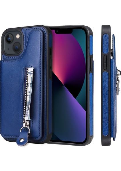 Katı Renkli Çift Toka Fermuar Durumda Apple iPhone 13 Mavi (Yurt Dışından) fiyatları