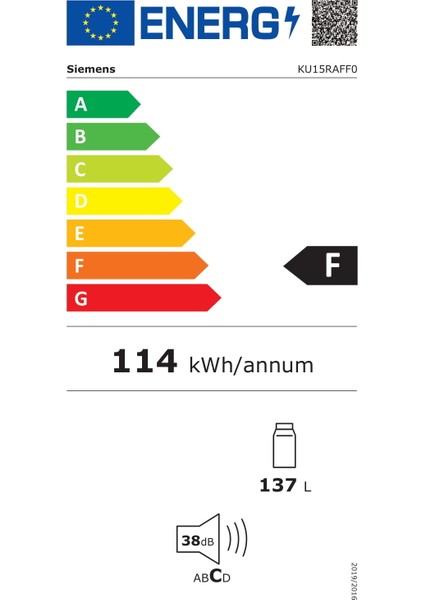 KU15RAFF0 137 Lt Tezgah Altı Ankastre Buzdolabı