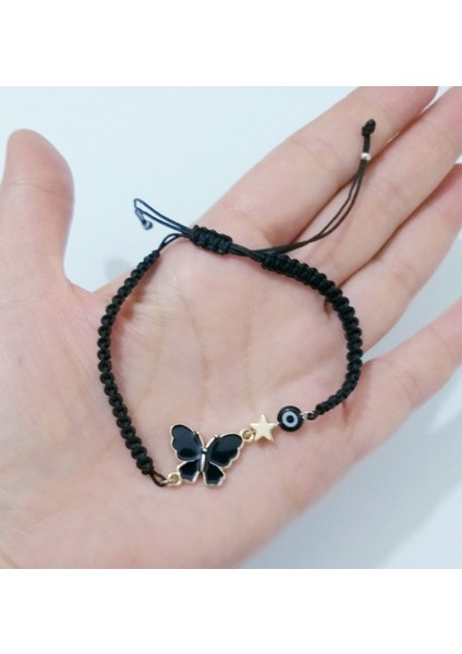 Siyah Nazar Boncuklu Hematit Yıldızlı Mineli Kelebek Bileklik fiyatları