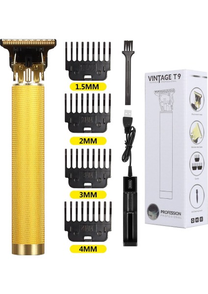 T9 Saç Kesme Makinesi Akülü Saç Kesme Makinesi Bitirme Makinesi Erkekler Için Sakal Kesme Makinesi Saç T-Outliner Elektrikli Tıraş Makinesi USB(Yurt Dışından)