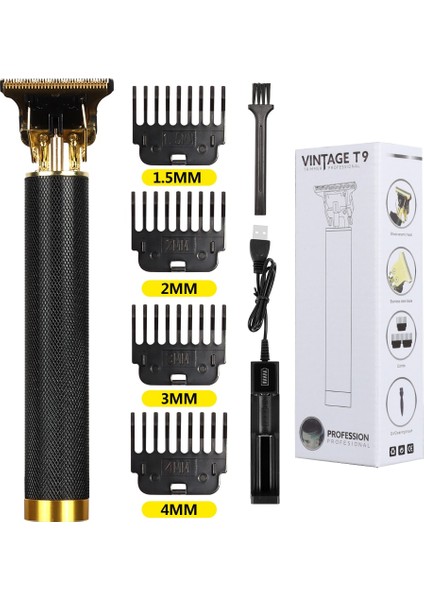 T9 Saç Kesme Makinesi Akülü Saç Kesme Makinesi Bitirme Makinesi Erkekler Için Sakal Kesme Makinesi Saç T-Outliner Elektrikli Tıraş Makinesi USB(Yurt Dışından)