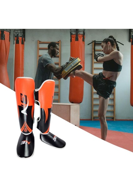 Shin Muhafızları Muay Thai Dövüş Sanatları Koruyucu Bacak Mma Kickboks Kung Fu Turuncu L Yetişkin (Yurt Dışından)