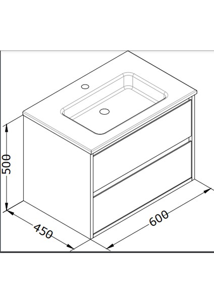 Pro Lavabo + Dolabı Beyaz 60 cm