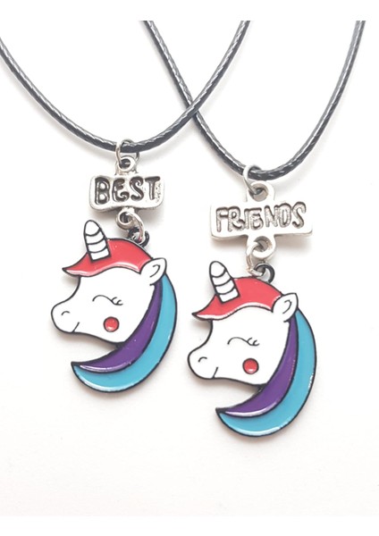 Gülümseyen Unicornlar Arkadaşlık Bff Best Friends Kolyesi