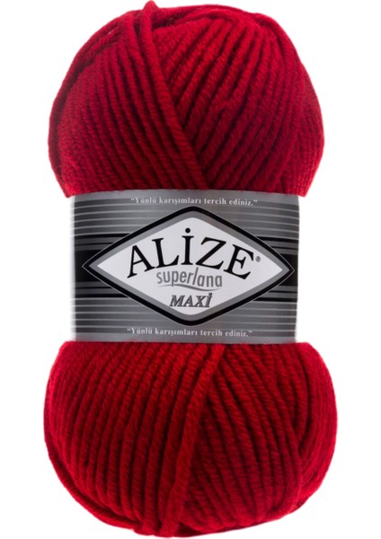 Superlana Maxi El Örgü Ipi Renk Kodu:56-Kırmızı