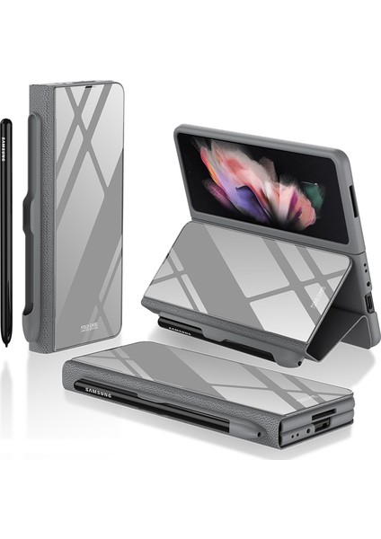 Samsung Galaxy Z Fold3 5g Gri Için Kalem Yuvası ile Cam Case Kılıf (Yurt Dışından)