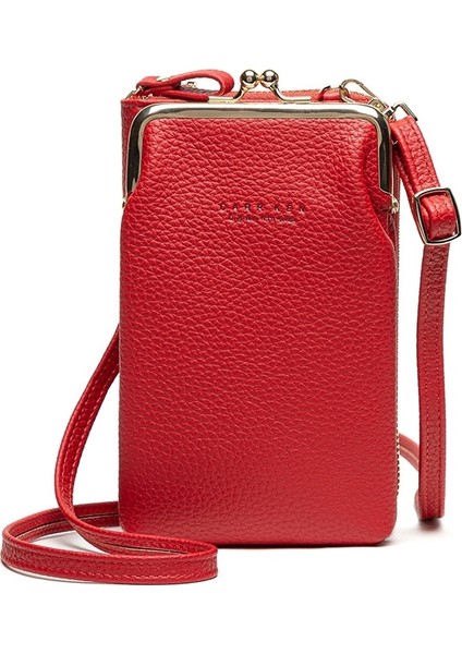 H2107 Çakıllı Fermuar Cüzdan Kırmızı (Yurt Dışından)