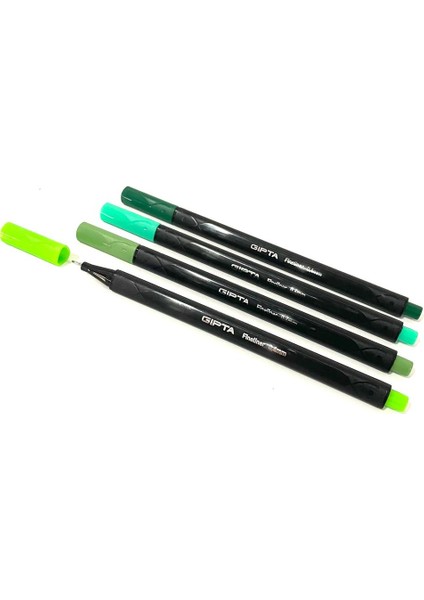 Fineliner Yeşil Tonları 0.4 mm Ince Uçlu Yazı Kalemi 4 'lü Set