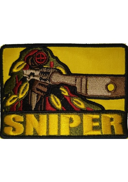 Sim Nakış Sniper Keskin Nişancı Nakış Işleme Arma Patch Peç 7 x 9.5 cm