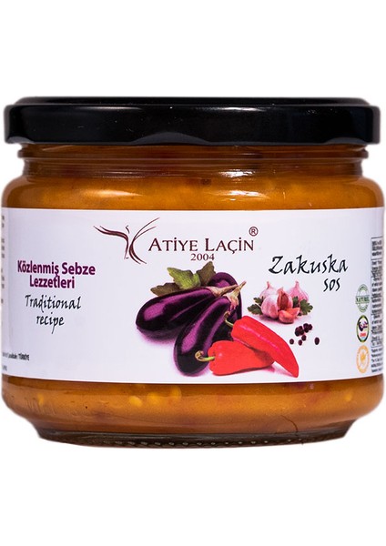 Atiye Laçin Zakuska 250 g ( %100 Doğal ,Katkı Maddesi , Renklendirici ve Koruyucu İçermez. )