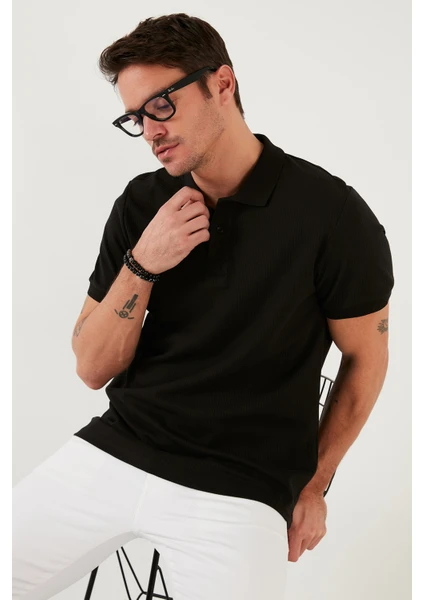 Pamuklu Slim Fit Düğmeli Polo T Shirt Erkek Polo 5902281