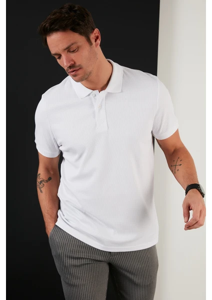 Pamuklu Slim Fit Düğmeli Polo T Shirt Erkek Polo 5902281