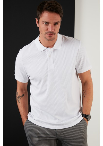 Pamuklu Slim Fit Düğmeli Polo T Shirt Erkek Polo 5902281