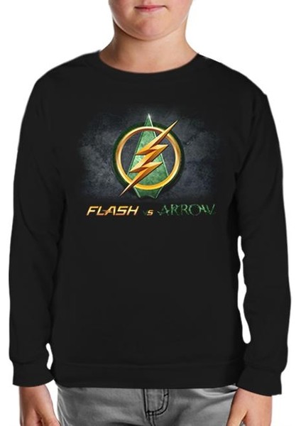 Lordd T-Shirt Flash Vs Arrow Siyah Çocuk Sweatshirt