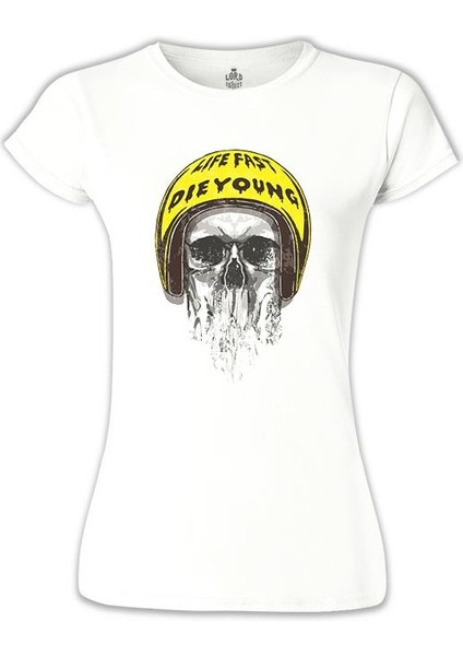 Lordd T-Shirt Kurukafa - Helmet Beyaz Bayan Tshirt