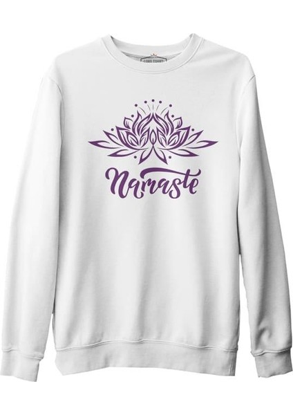 Lordd T-Shirt Yoga - Lotus Namaste Beyaz Erkek Kalın Sweatshirt