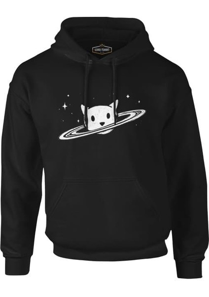 Lordd T-Shirt Saturn - Kedi Siyah Erkek Fermuarsız Kapşonlu