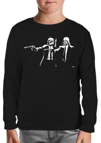 Lordd T-Shirt Star Wars & Pulp Fiction Siyah Çocuk Sweatshirt