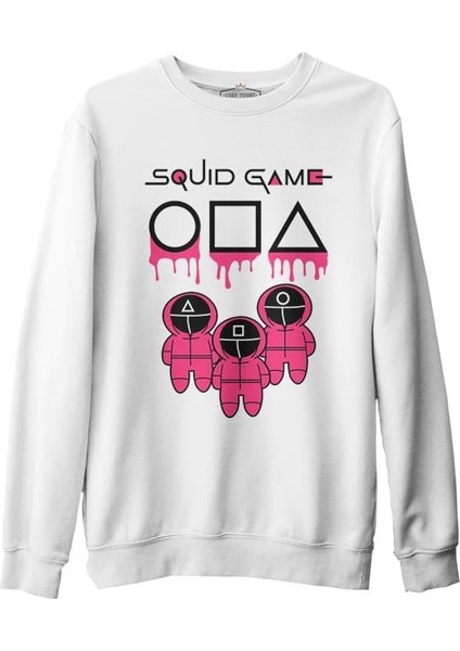 Lordd T-Shirt Squid Game - Maske Pembe Beyaz Erkek Kalın Sweatshirt