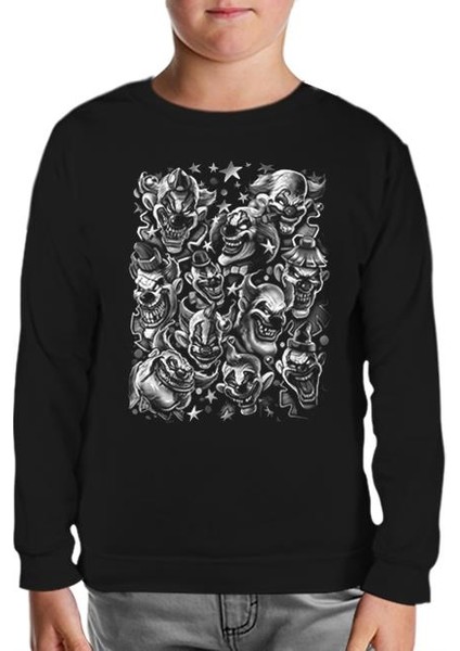 Lordd T-Shirt Clown Siyah Çocuk Sweatshirt