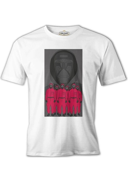 Lordd T-Shirt Squid Game - Maske Gri ve Askerler Beyaz Erkek Tshirt