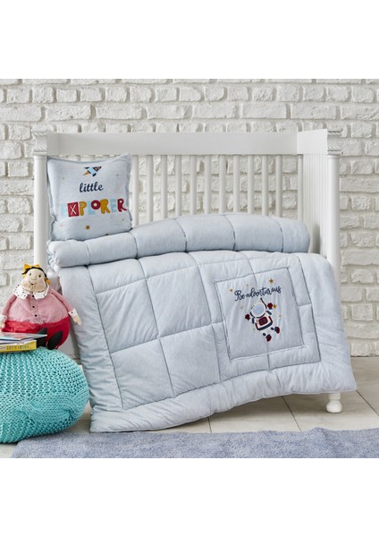Space Açık Mavi Bebek Cotton Comfort Uyku Seti