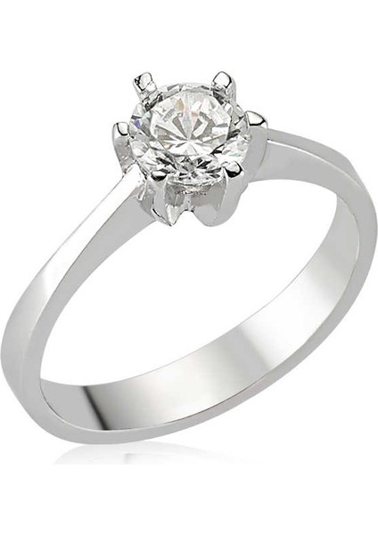 Gümüş Tek Taş Bayan Yüzük