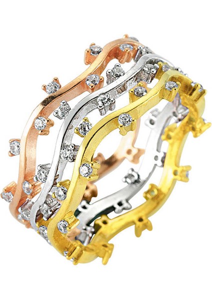 Gümüş Üç Parçalı Bayan Yüzük