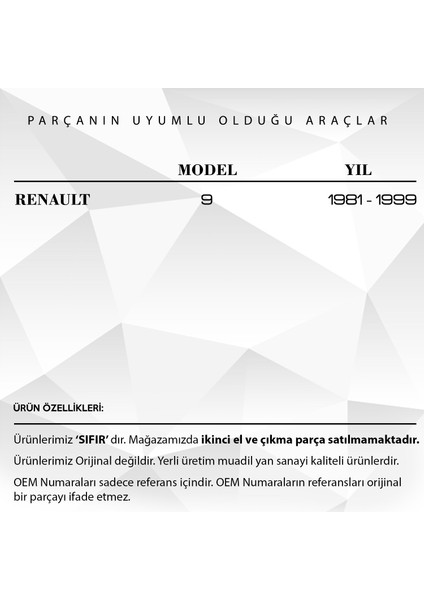 Alpha Auto Part Renault 9 Için Bijon Civatası Pullu