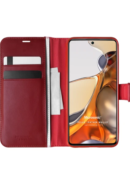 Xiaomi Mi 11T Pro Kılıf Delux Leather Wallet Kırmızı